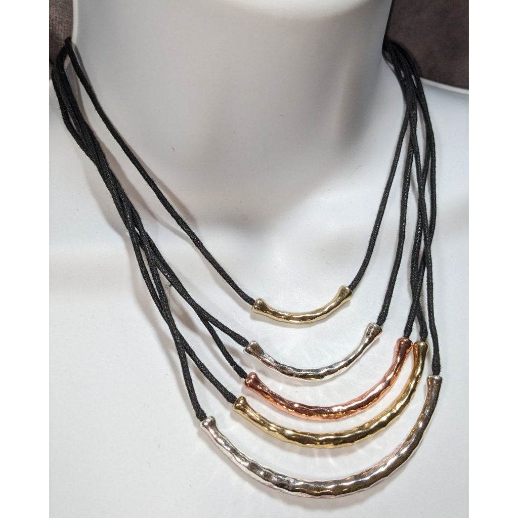 Brutalist Multilayer Hammered Metallic Necklace
